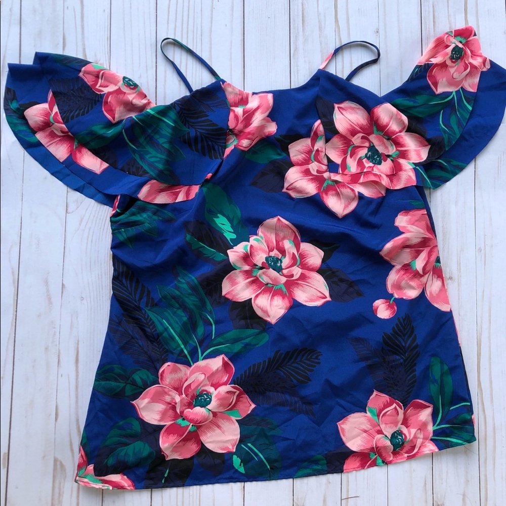 Banana Republic off the shoulder floral print top